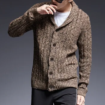 

Men Cotton Sweater Cardigan Top Quality Knitted Sweater Winter Warm Long Sleeve Cardigan Fashion Casual Button Knitted Sweater