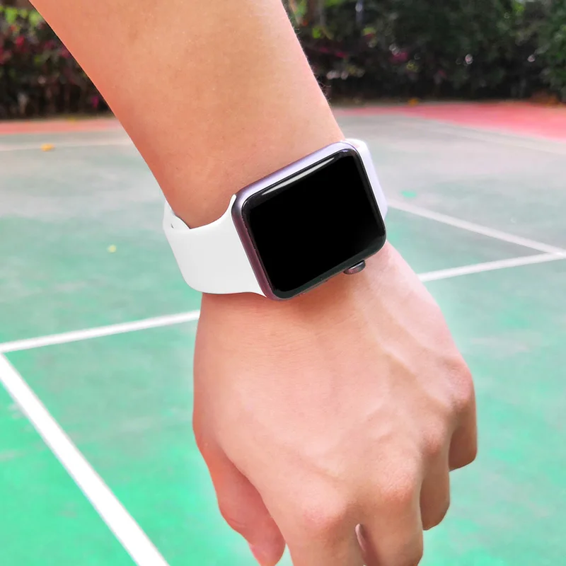 Мягкие спортивные часы Часы с силиконовой лентой для Apple 4 3 2 1 38 MM 42 MM Дышащий браслет для Iwatch Series 4 40mm 44mm