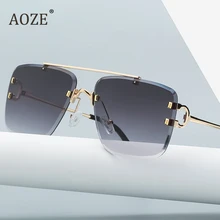 Moda legal único estilo sem aro picos rebites óculos de sol vintage feminino design da marca dos homens óculos de sol oculos de sol