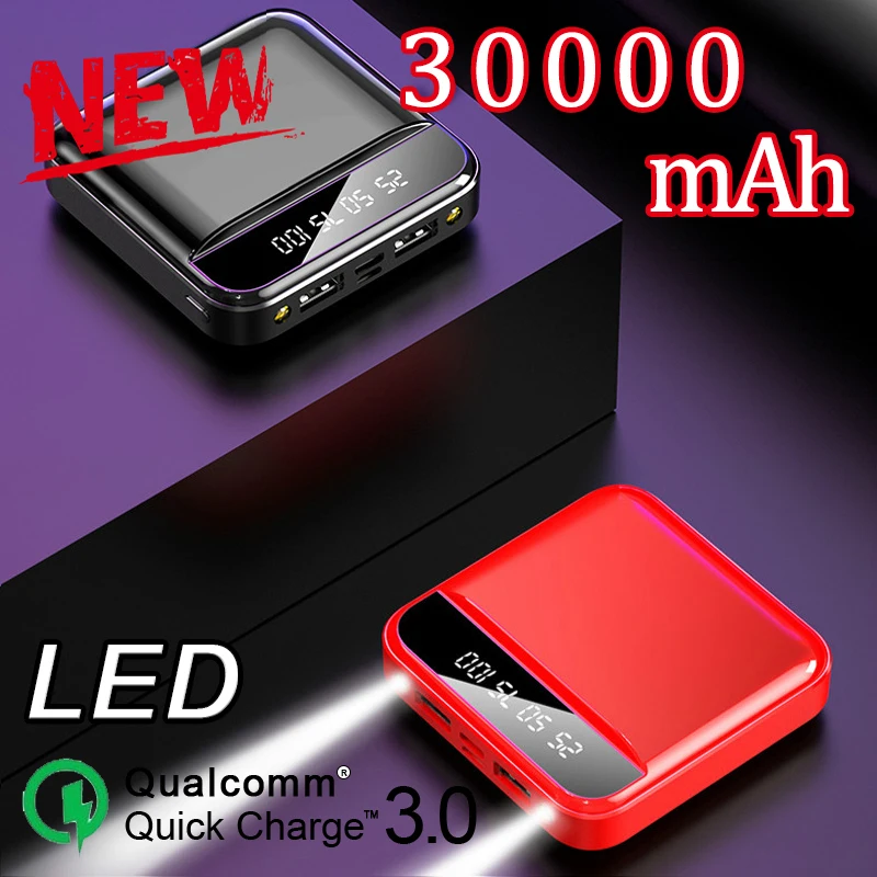 Мини Внешний аккумулятор 30000 мАч Doble светодиодный USB порт внешний для смартфонов