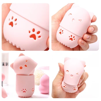 

Mini Silicone Powder Puff Case Puff Cleaning Storage Box Makeup Sponge Soft Storage Case Shape Holder Case Portable Travel Box