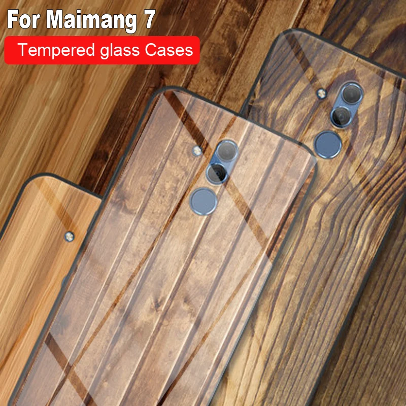 Чехол для телефона из закаленного стекла с рисунком древесины для Huawei maimang 7, черный мраморный узор, защитные чехлы maiman7
