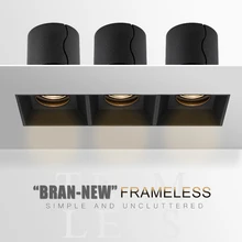 SCON, черный, белый, три головы, квадратная коробка, вниз светильник, Trimless, встраиваемый, 3*7 Вт/12 Вт, COB, светодиодный светильник, решетка s