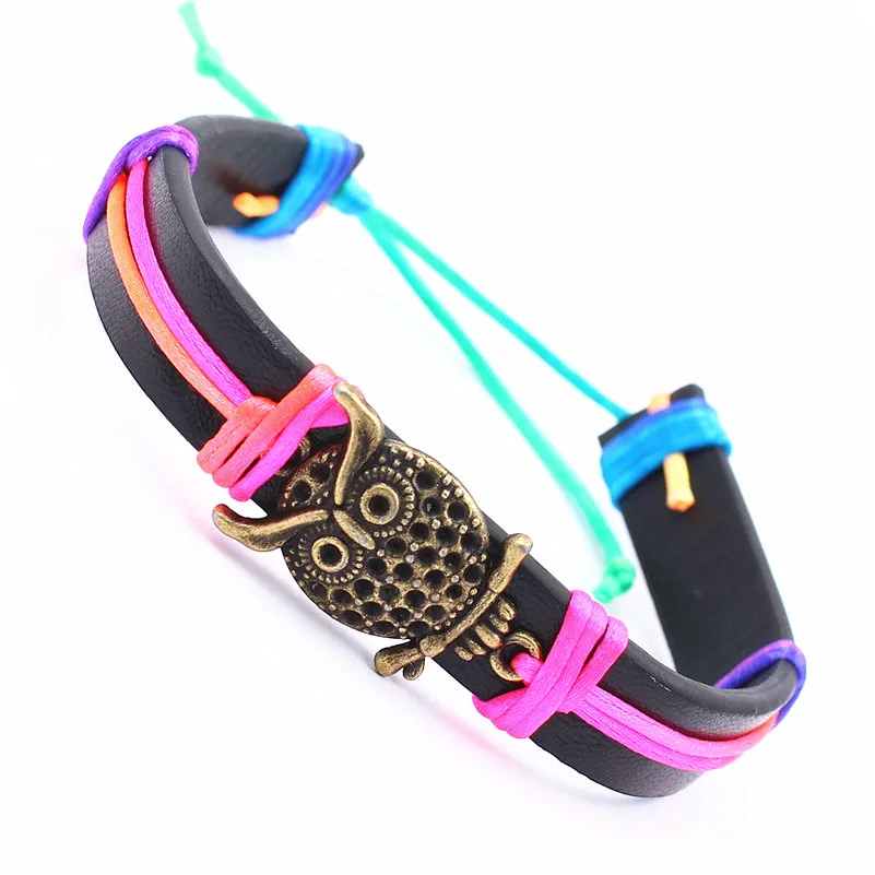 DGW owl bracelets Jewelry 9 colors Braided Leather Bracelet Fashion Bangles for women and men | Украшения и аксессуары