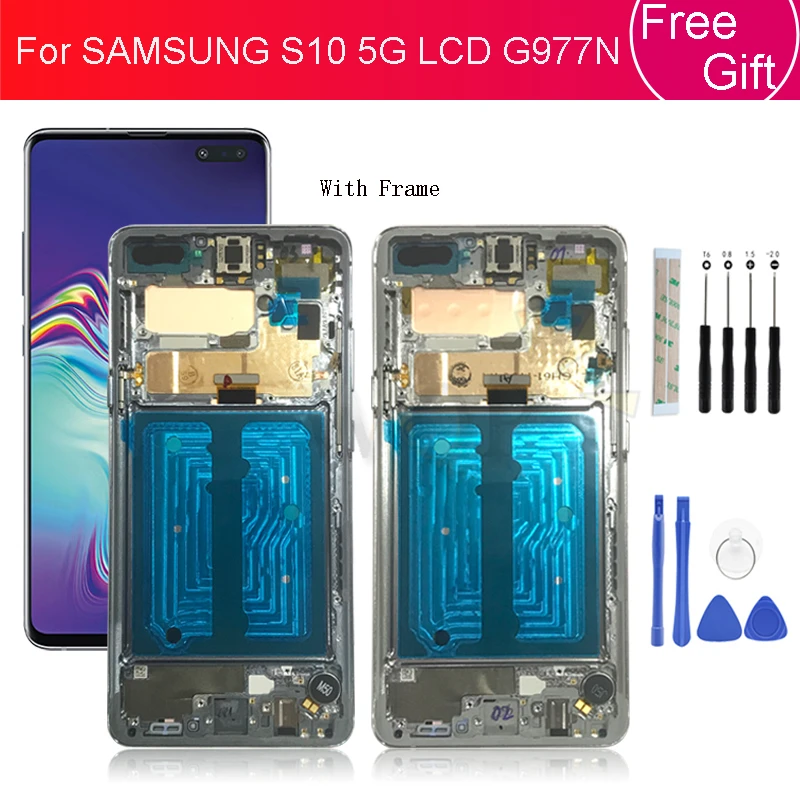 AMOLED lcd для SAMSUNG S10 5G lcd G977N дисплей SM-G977U сенсорный экран дигитайзер для SAMSUNG Galaxy S10 5G lcd G977 lcd 6,7"