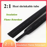 10ม. 2/4/6/8/10มม. 2:1สีดำฉนวนสารหน่วงไฟท่อหดความร้อนลวดหุ้มปลอกหุ้มสายไฟซ่อมข้อต่อ DIY 1