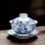 Ретро Синий и белый Фарфор Gaiwan Крышка Чаша Чайная Чашка Керамический Чайный сервиз Sancai Бытовой Толстый термостойкий Чайный сервиз Кунг-Фу