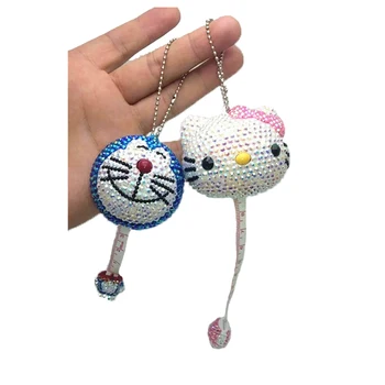 

Full Diamond Ruler Helloo Kitty Doraemon Mini Ruler 0-100cm Automatic Retractable Tape Measure Sparkling Rhinestones Figurine