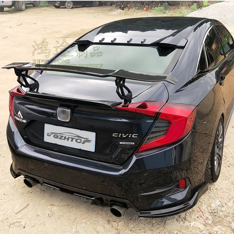 Задний задний спойлер из углеродного волокна для Honda Civic модели крыльев 2015 2016 2017