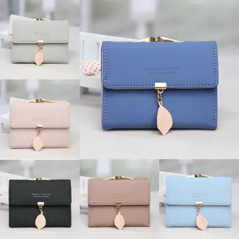 

2020 HOT Cute Elegant Emboridery Pattern Women's Short Small Wallet Ladies Leather Folding Coin Card Holder Money Purse