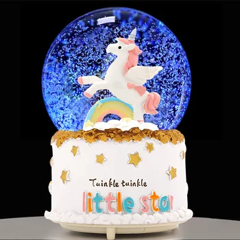 

Ins Snow Globe Glass Music Crystal Ball Creative Resin Cartoon Girl Beauty Gift Nordic Music Box Craft Home Desktop Decoration