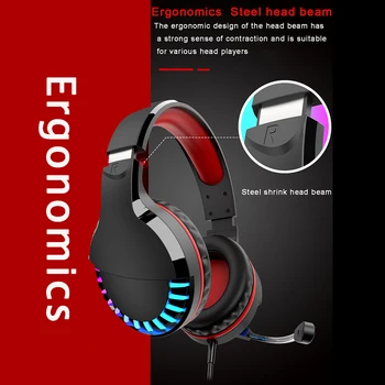 

3.5mm Wired LED Gaming Headphone Bass Stereo Over-Ear Earphone with Microphone for Computer PS4 Desktop Laptop Practical Parts