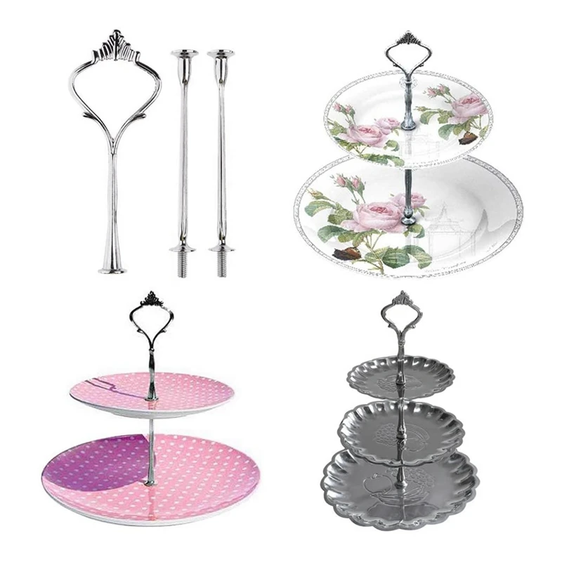 8 Sets 3 Tier Crown Cake Plate Stand Fittings Hardware Holder Kitchen Gadgets For Wedding And Party Silver Golden Promotion Stands Aliexpress