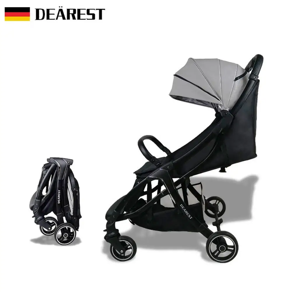 A8L легкая детская коляска универсал Портативный складная детская коляска легкая коляска детская прогулочная коляска - Цвет: gray PU