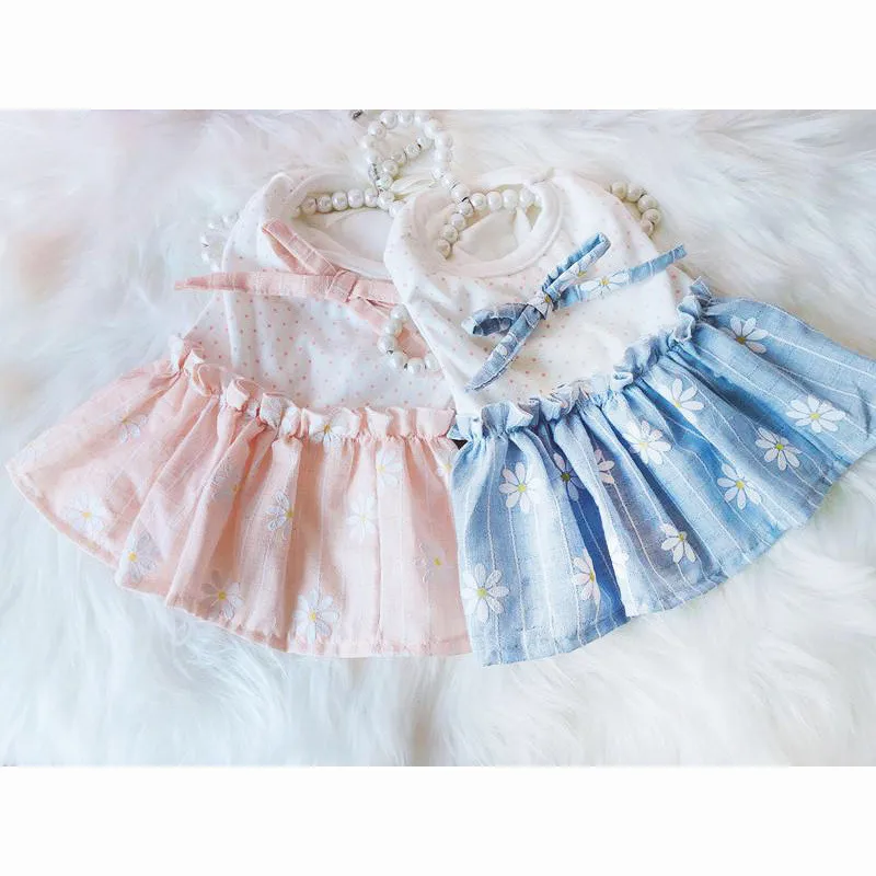 Милое Цветочное платье для собак Vestidos для маленьких собак летняя одежда для чихуахуа мопса Йоркского щенка Одежда для кошек Свадебные платья для собак
