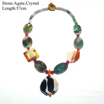 

LiiJi Unique Christmas Gift Necklace Agates Mutil color Pendant Necklace 69cm Only 1PCS each stock Jewelry for Women