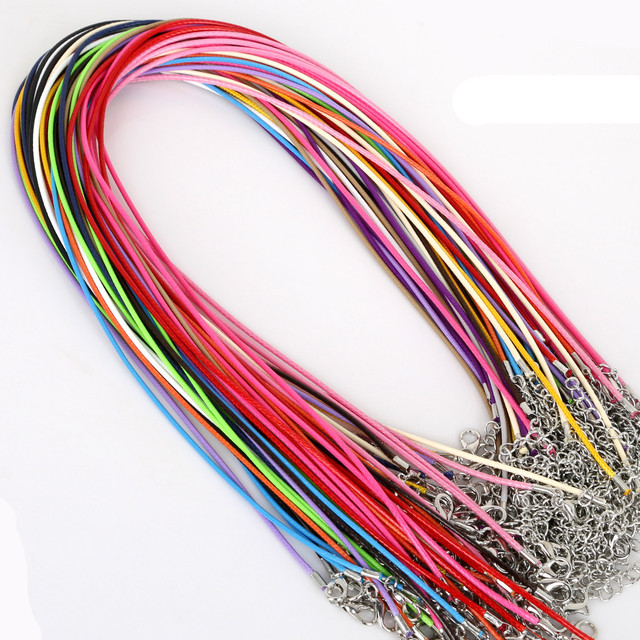 1.5/2mm Cotton Waxed Cord Adjustable Braided Rope String Necklace Chain with Lobster Clasp DIY Jewelry Making Handmade