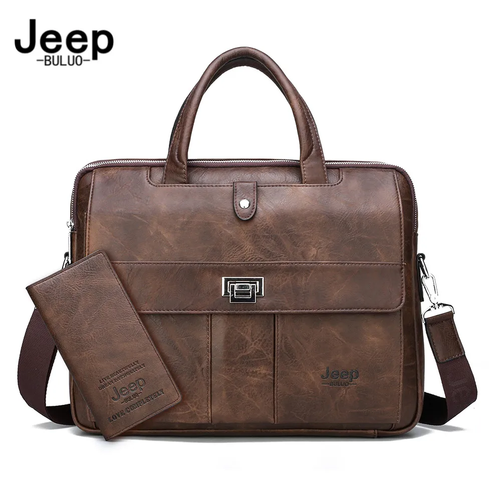 Jeep Buluo Man Briefcase Big Size Laptop Bags Business Travel Handbag