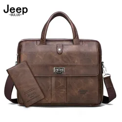 JEEP BULUO Man Briefcase Big Size Laptop Bags Business Travel Handbag office Business Male Bag For A4 Files Tote bag