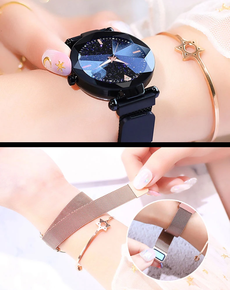 Лидер продаж женские часы с магнитной пряжкой звездное небо светящиеся Роскошные женские кварцевые часы подарок часы Relogio Feminino Zegarek Damski