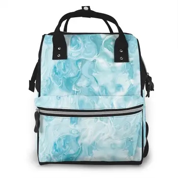 

Mummy Bag Blue Marble Nappy Backpack Large Capacity Stroller Bag Mom Baby Multi-function Waterproof Outdoor Diaper Bags
