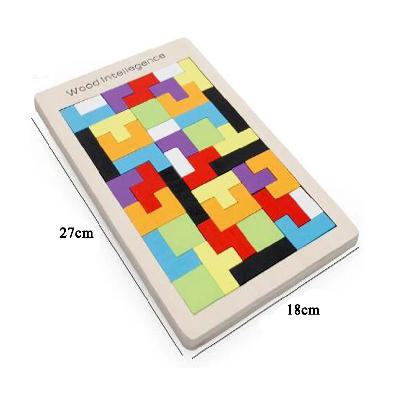 3D деревянные пазлы, пазлы, настольные игрушки, Tangram, головоломка, детская Геометрическая головоломка, игрушки, игра, развивающая детская игрушка, подарок ZXH - Цвет: Tetris large