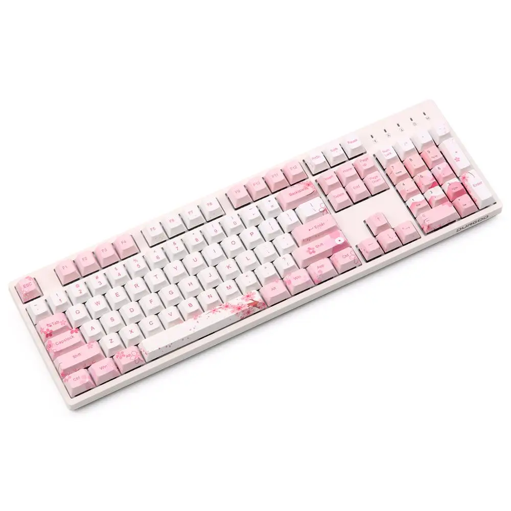 Cherry blossom 126 Keys Full Set Mechanical Keyboard Keycap PBT Five Face Dye-Sublimation Keycaps For Mechanical keyboard Cherry blossom 126 Keys Full Set Mechanical Keyboard Keycap PBT Five Face Dye-Sublimation Keycaps For Mechanical keyboard