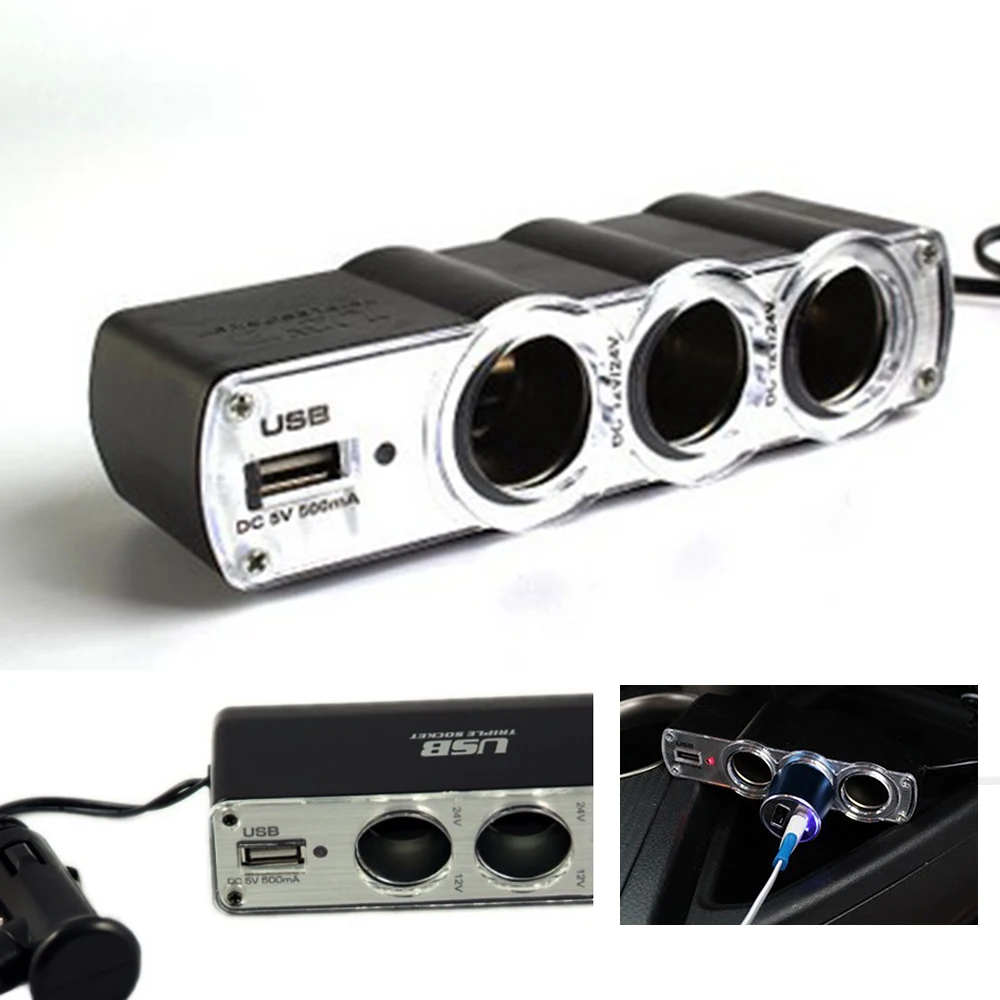 Новинка автомобильный прикуриватель мульти разъем тройной разветвитель USB