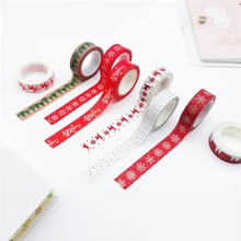 Bandes Washi de noël, 1 pièce, flocons de neige, renne, Kawaii, rubans de masquage, autocollants de Scrapbooking, fournitures scolaires, DIY bricolage