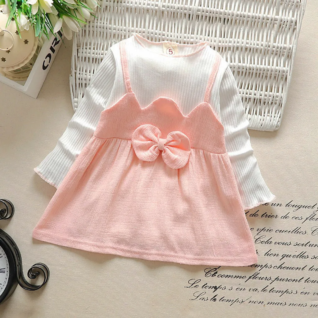 Платье для маленьких девочек детская одежда roupas, одежда для маленьких девочек Полосатые праздничные платья принцессы с бантом в стиле пэчворк L30806 - Цвет: PK