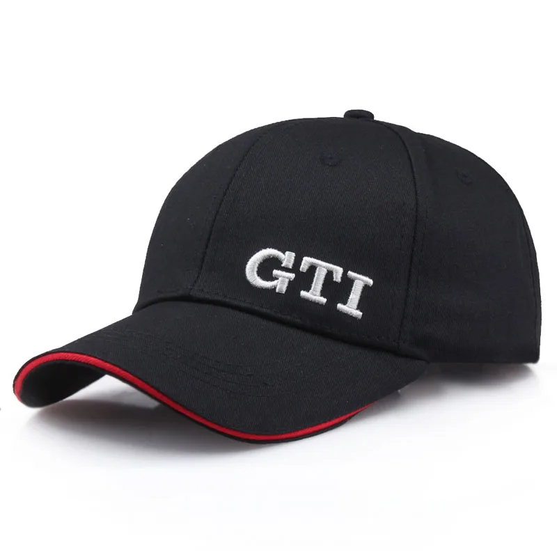 Черный Высококачественная хлопковая бейсбольная кепка s GTI, шапка с вышивкой, мужская и женская гоночная Кепка унисекс, бейсболка для папы, шляпа бренда Gorra hombre - Цвет: Черный