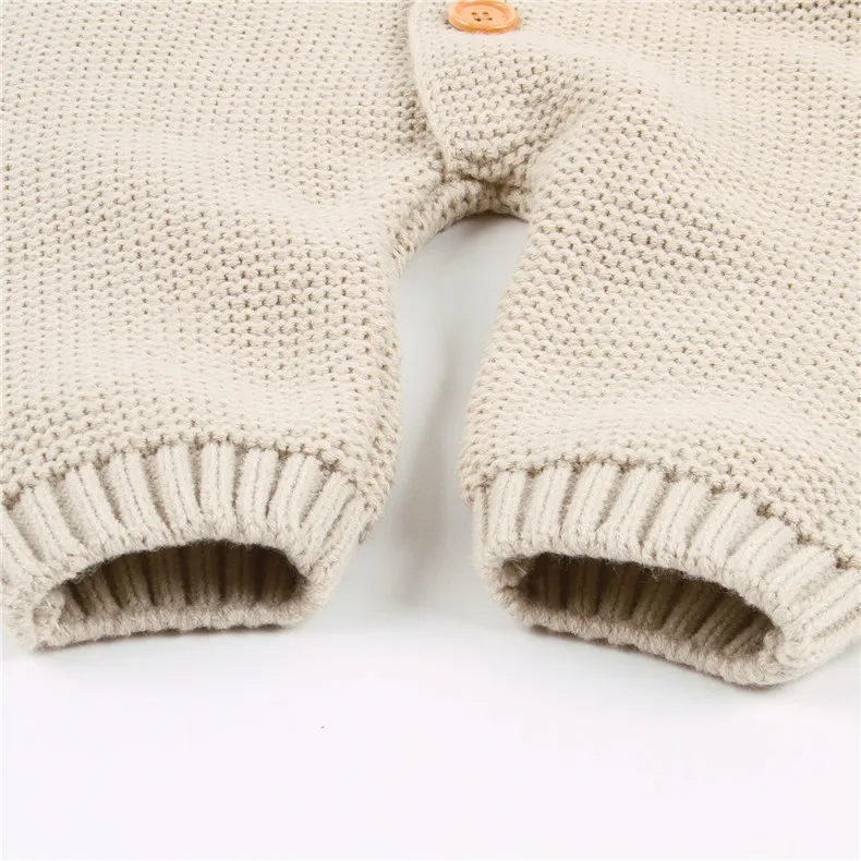 Winter Warm Children's Overalls Boys Clothes Bear Knitted Newborn Baby Rompers Hooded Full Sleeves Infant Girl Jumpsuits Outfits