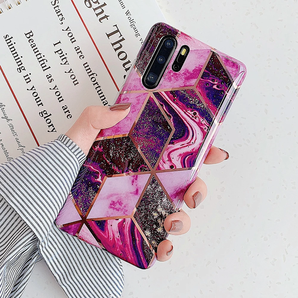 LOVECOM покрытие геометрический мрамор чехол для телефона для huawei P30 P20 Lite Pro mate 30 20 Pro Lite Глянцевая мягкая IMD задняя крышка телефона - Цвет: PJ5