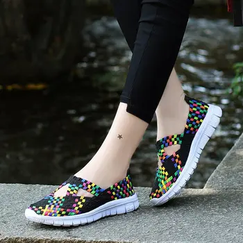 

Plus Size Slip on Female Sneakers Sport Woman Sports Shoes Woman Running Shoes Women Tennis Shoes Black Colorful Colors E-393