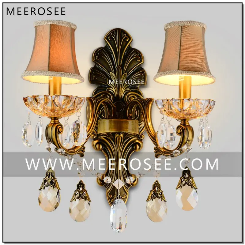 

Brass Color Crystal Wall Sconces Light Fixture Wall Bracket Bra Light Crystal Light 2 lights