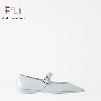 

【PiLi】New TRF Women's Shoes Blue Flat Shoes Women Low Heel Pumps For Women