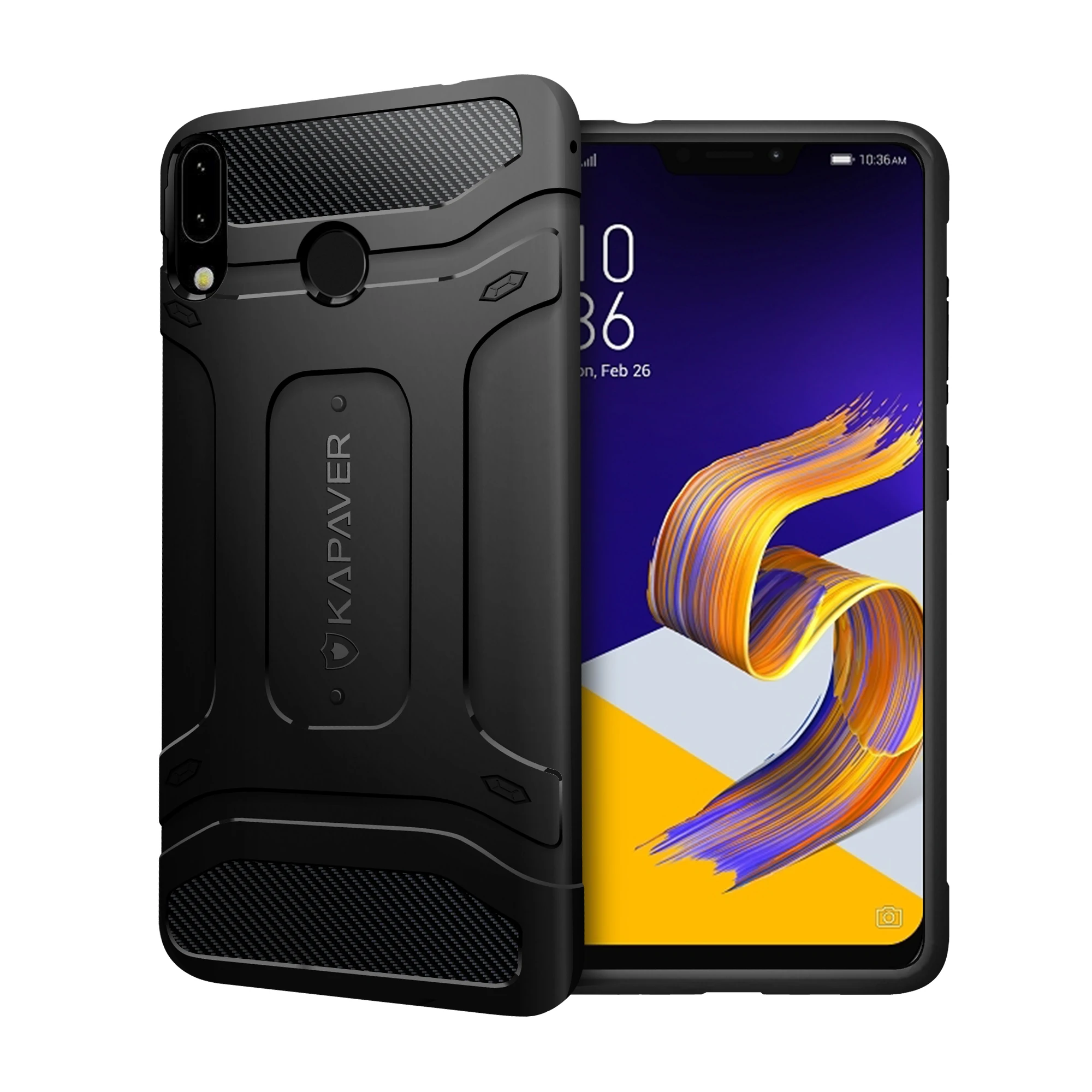 

KAPAVER® Back Cover Case Compatible for ASUS Zenfone 5Z Tough Rugged Case Solid Black Shock Proof Armor Slim