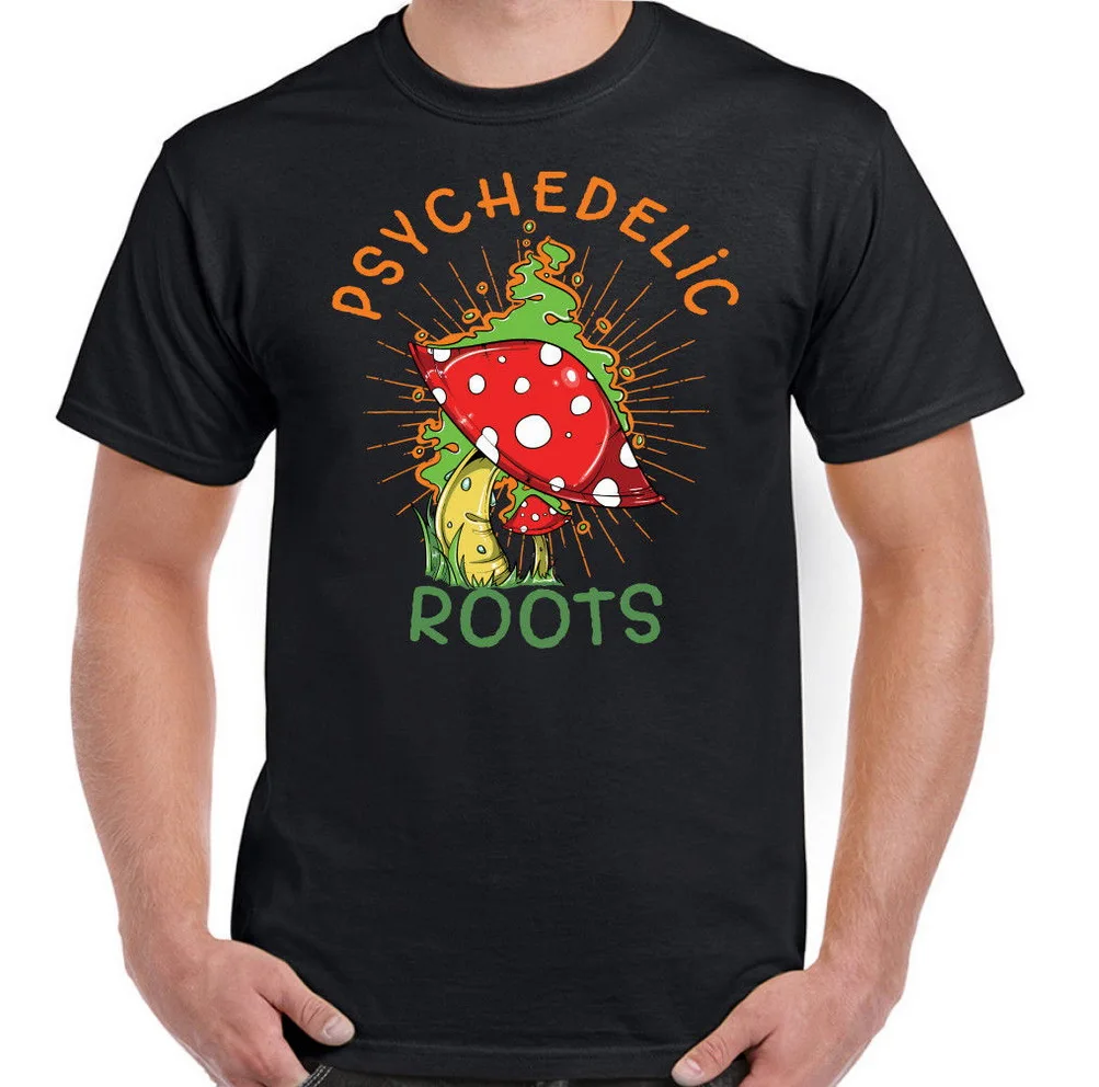 Psychedelic Roots Mens Funny Magic Mushroom T-Shirt Glastonbury Music Festival TEE Shirt New Unisex | Мужская одежда