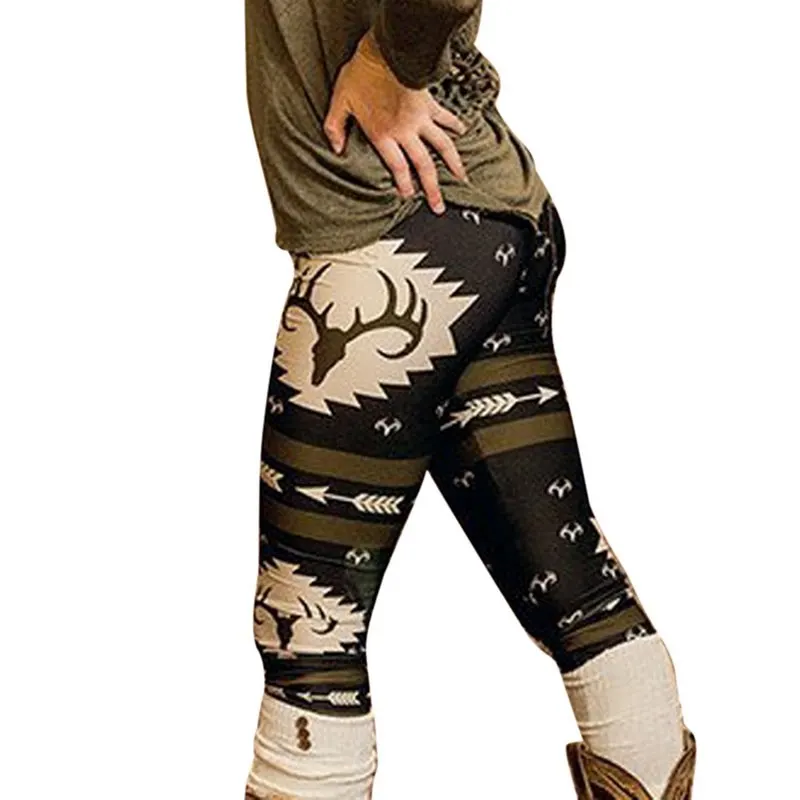 Women Christmas Leggings Plus Size 5XL Hot Fashion Christmas Deer Printed Girl Elastic Skinny Stretch Slim Fitness Leggins Pants