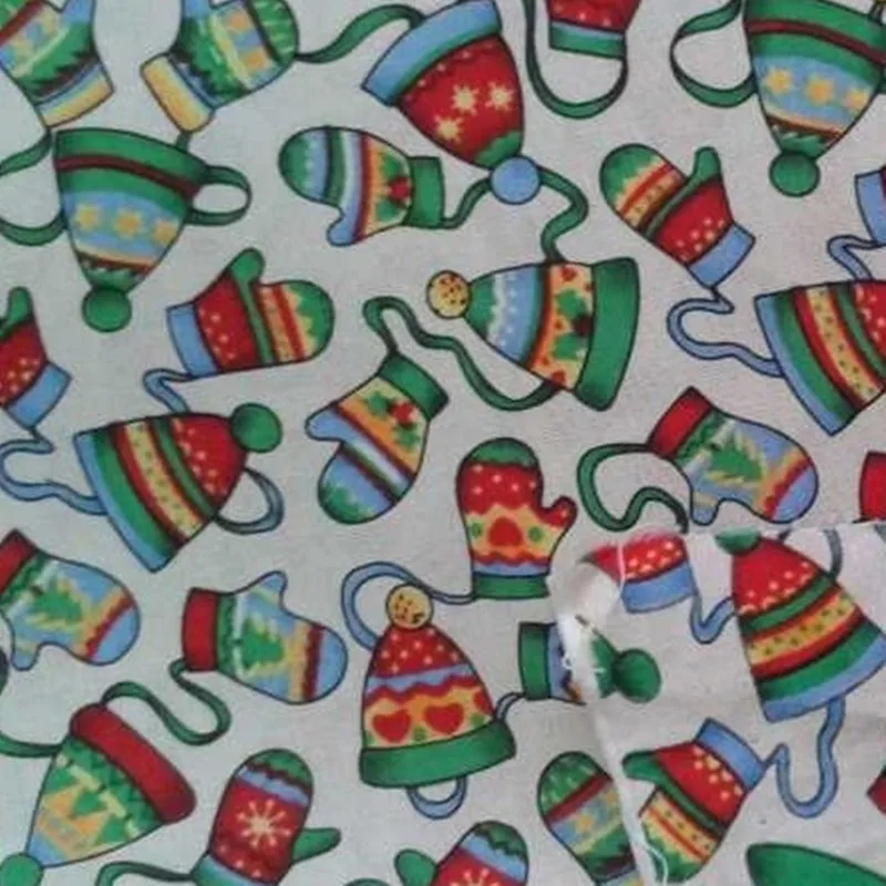 Половина метра зимние перчатки с принтом хлопок ткань для ручной работы DIY Лоскутная кукла T1022