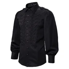 Vintage gótico retro camisa Steampunk hombres negro militar vestido camisa hombres victoriano renacimiento camisas noche de fiesta de promoción Chemise