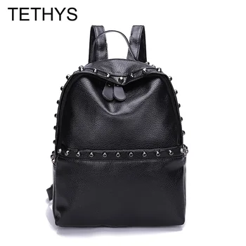 

TETHYS 2019 Women Backpack PU Bags Solid Ladies Backbags Female Backpack Large Capacity School Bags for Girls Sac a Dos Mochila