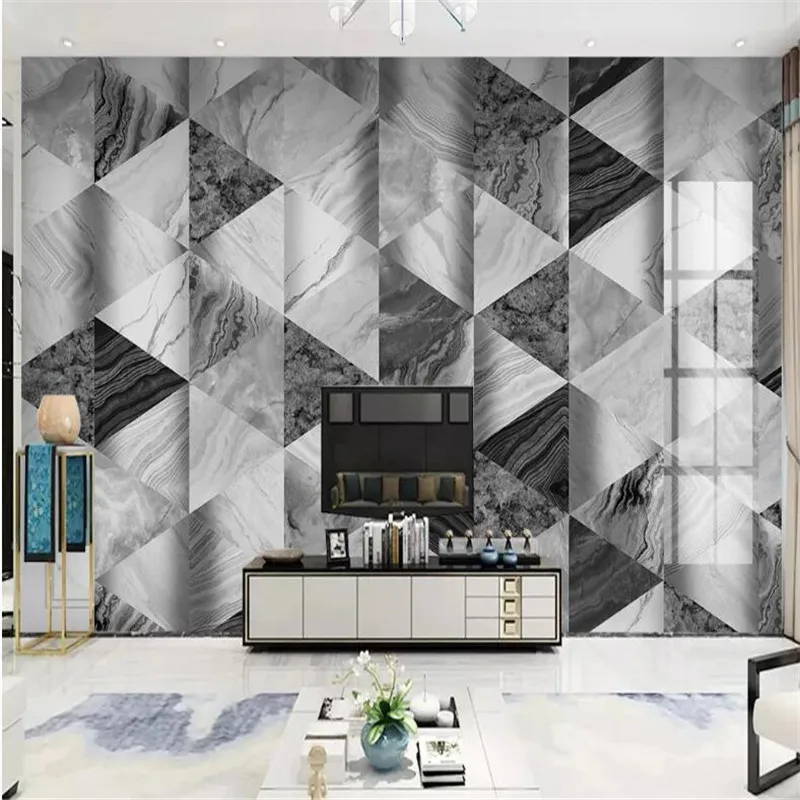 Large 3D wallpaper mural custom jazz white geometric marble 3D TV background wall tile mural