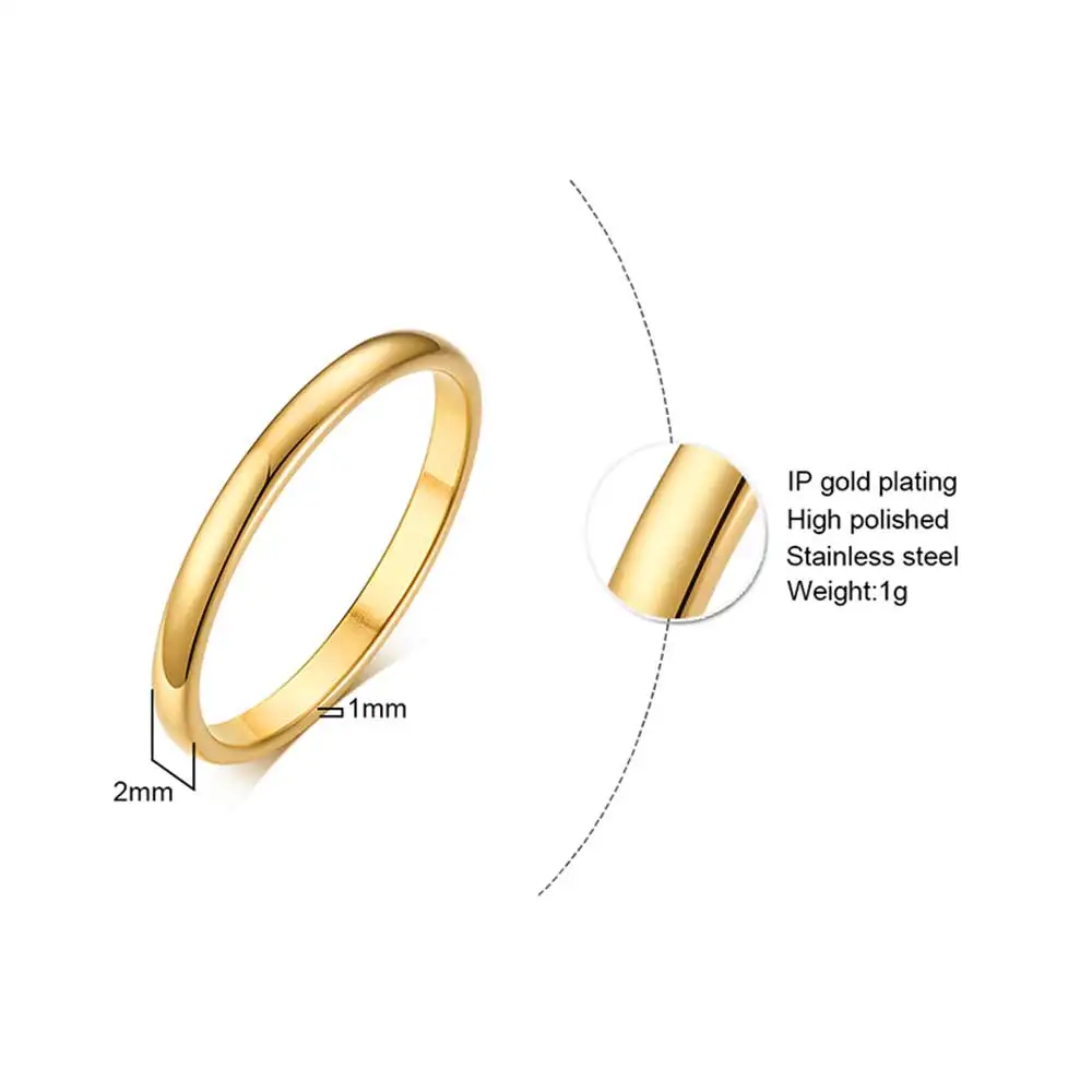 2mm Small Mini Girl Women Rings Black Rose Gold Color Stainless Steel Simple Fashion Jewelry size 3-10 finger rings,fashion rings,fashion ring,stainless steel rings,metal rings