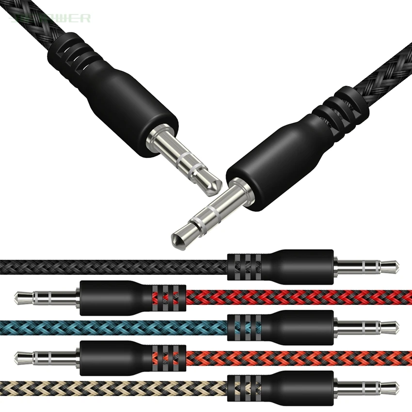 Aux Cable Speaker braid Wire Jack Audio Cable For Car Headphone Adapter Jack 3 5 mm Speaker Cable For Microphone MP4 1000pcs lot