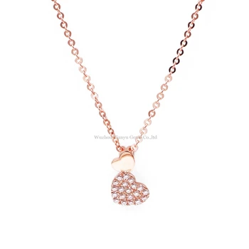 

Tianyu gems heart shape moissanites pendant 14k rose gold necklace