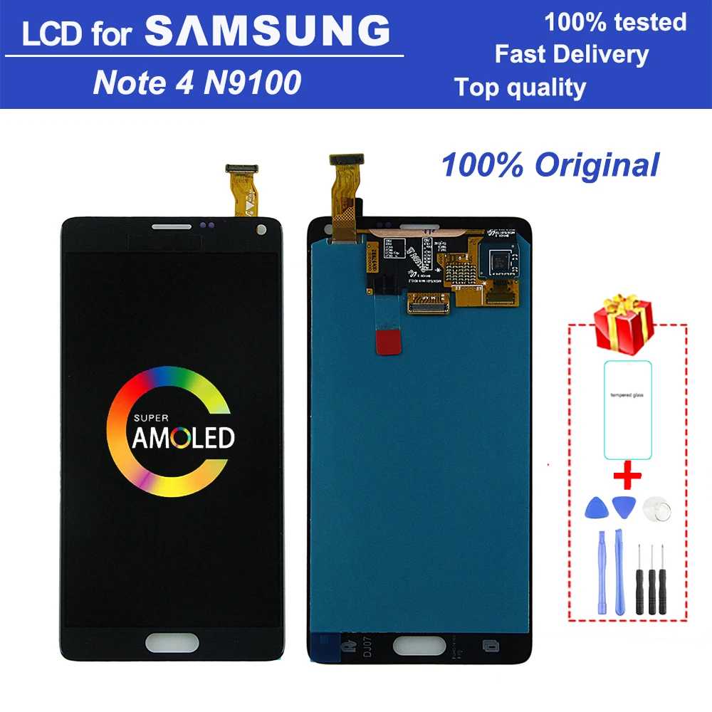 

Original Super AMOLED 5.7" Note 4 LCD monitor for Samsung Galaxy Note 4 Note4 N910 N910C N910A LCD digital touch screen assembly