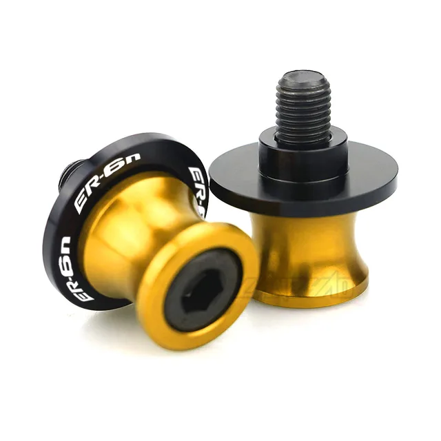 ER-6N Motorcycle Swingarm Spools Rear Stand Screws Sliders CNC Aluminum Accessories for Kawasaki ER6N 2006 - 2013 2014 2015 2016 Gold