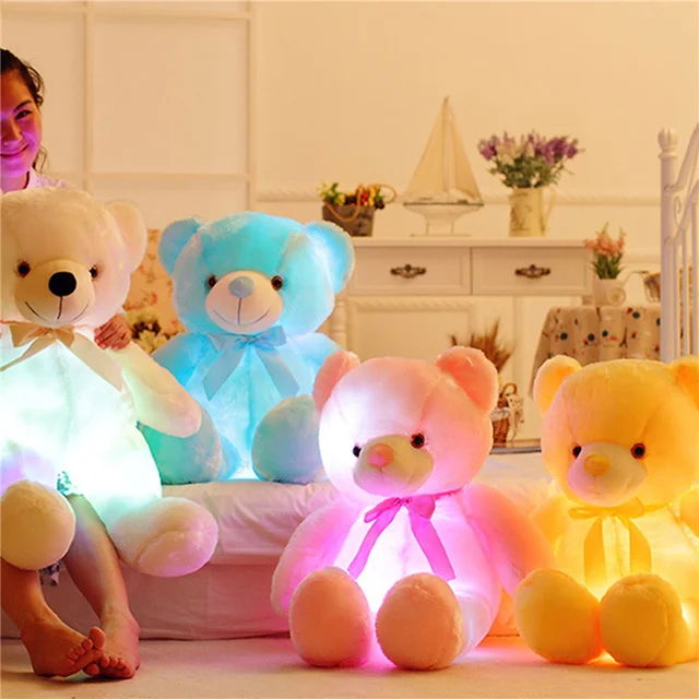 Creative LED Sensing Bear Doll Stuffed Animal Light - Up Toys Colorful Luminous Plush Toys for Birthday Valentine's Day Gifts 4
