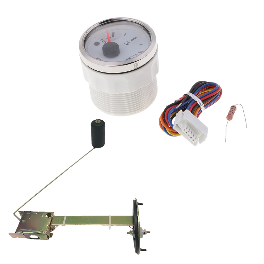 2'' Mechanical Car Fuel Level Gauge White Face Boat Meter E-1/2-F Fuel level - Universal Fit